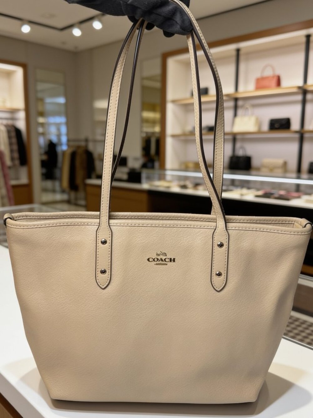 Coach Stanton Carryall Crossgrain Leather Cream/Ivory Zip Top- OG Dustbag- MINT
